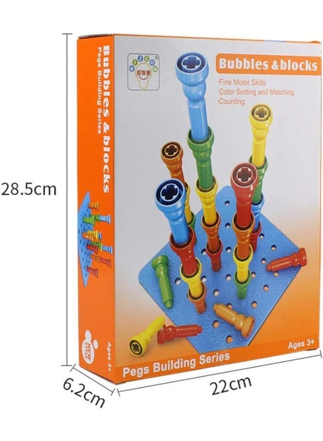 ST ZONE Bubble & Blocks Montessori Stacking Peg Board Set – Educational Pegboard Puzzle Toy for Toddlers | Fine Motor Skills, Cognitive Development & Hand-Eye Coordination | Ages 3+ - Image 4