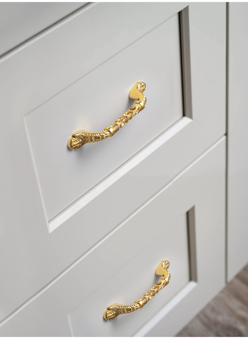 Goo-Ki 6-pack golden cabinet handles, luxurious style door knobs, elegant hollow-out design, made of sturdy zinc alloy material, suitable for wardrobe cabinets and drawers, (with complimentary screws) - Image 2