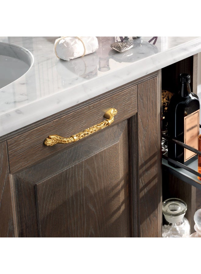 Goo-Ki 6-pack golden cabinet handles, luxurious style door knobs, elegant hollow-out design, made of sturdy zinc alloy material, suitable for wardrobe cabinets and drawers, (with complimentary screws) - Image 4