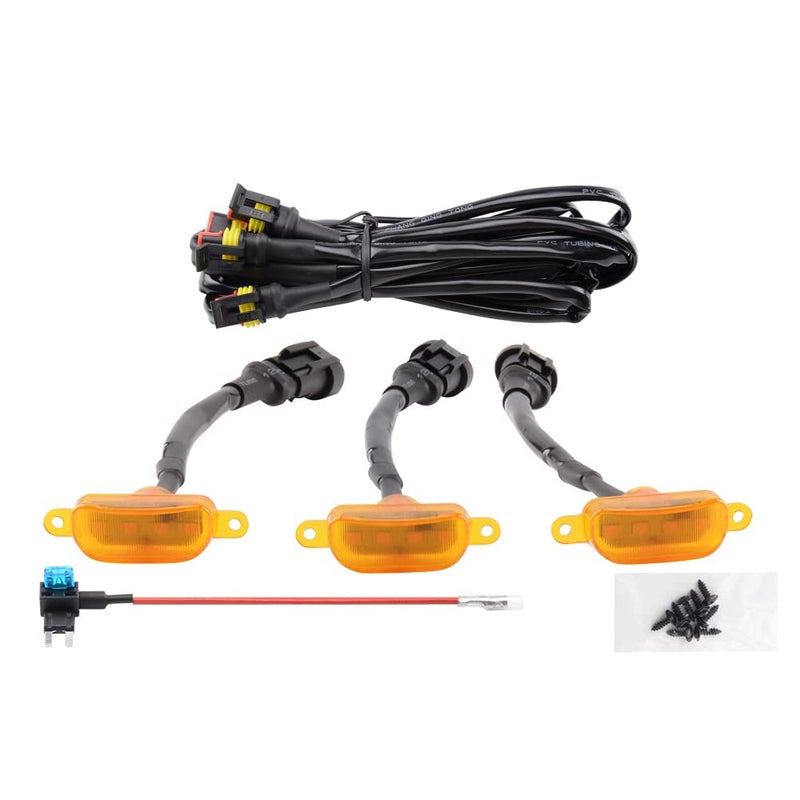 MEALAM Amber LED Lights 3PCS Front Grille Raptor Lamps Car Accessories with Harness and Fuse Compatible with 20042019 ford F150 20132018 Ram 1500 Raptor Style Aftermarket Grille