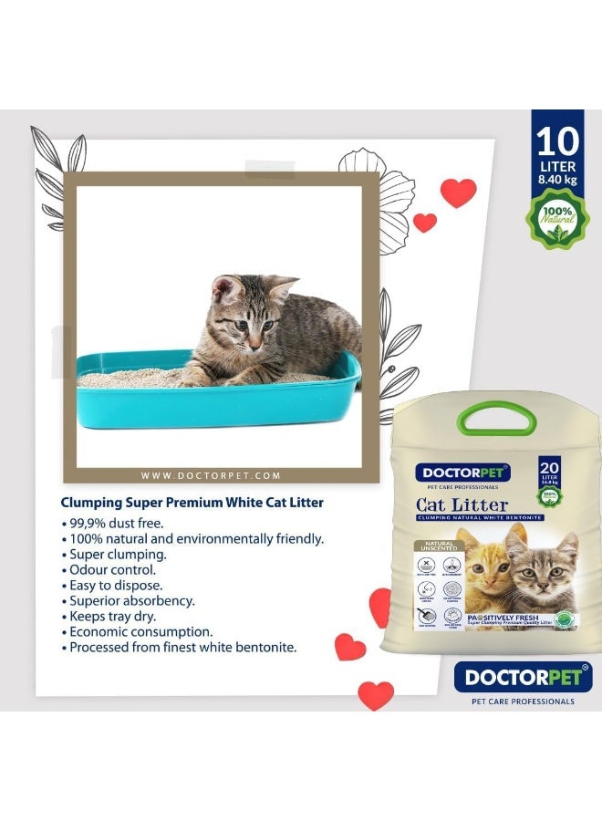 DoctorPet Doctor Pet Cat Litter Unscented 20L – Premium Quality, 100% Natural Clumping Bentonite, Ultra Absorbent, Easy Scooping, Dust-Free, Odor Control, Hypoallergenic & Non-Stick Paw Formula - Image 2