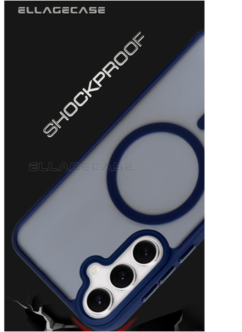 ELLAGECASE - Blue Stylish Case for Samsung Galaxy S23 FE, Solid Camera Protection, Shockproof, Enhanced Protection, Compatible with MagSafe and Wireless Charging - Image 1