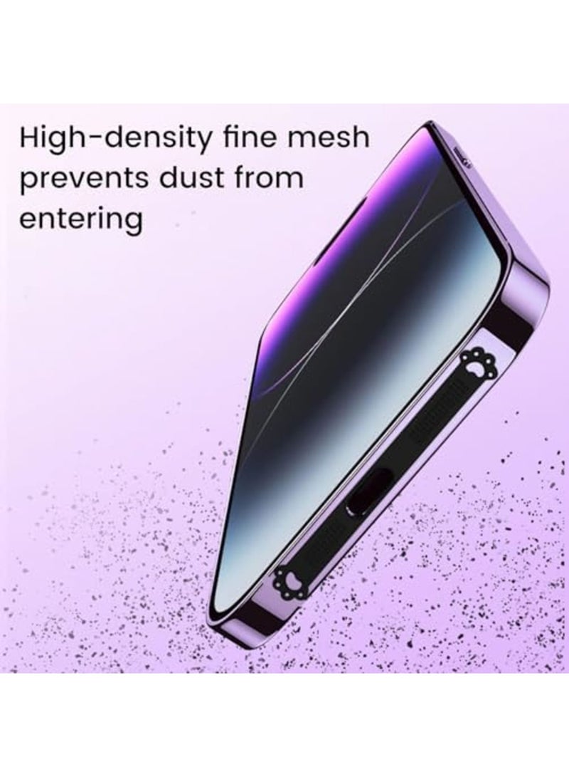 SYOSI 4 Pack Dustproof Mesh Stickers for iPhone 16/15 Series, Cat Paw Design for Speaker & Charging Port, Dust Resistant Earpiece Speaker Mesh, Easy to Install, Compatible with iPhone, Black - Image 4