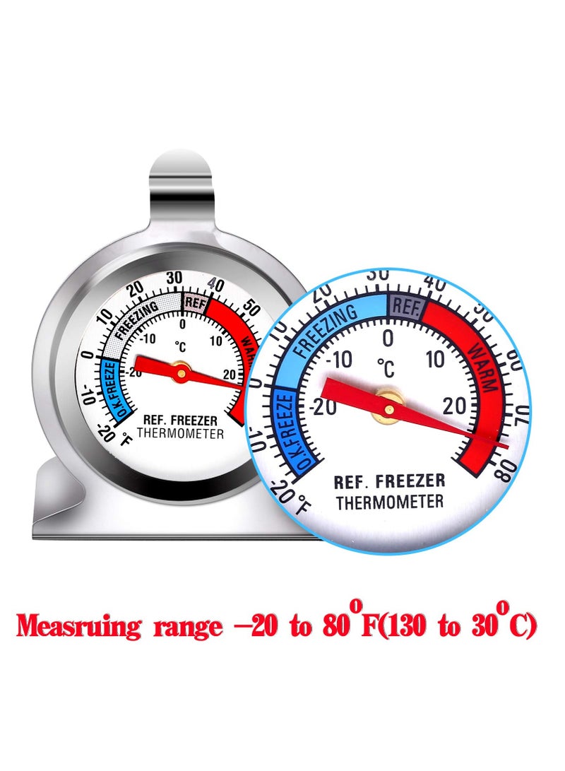 SYOSI Fridge Thermometer, 4 Pack Refrigerator Thermometer Classic Series Large Dial Temperature Thermometer with Hanging Hook and Retractable Stand for Freezer - Image 3
