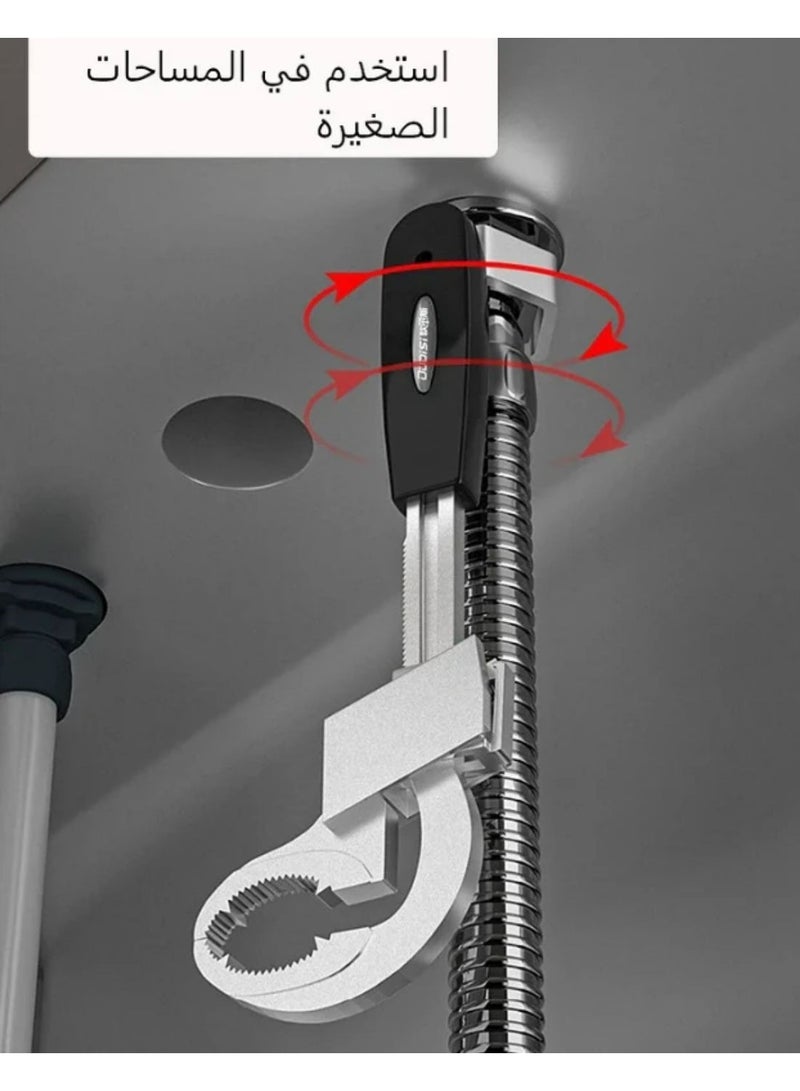 جيرزون مجموعة مفاتيح ربط حوض المطبخ والحمام متعددة الوظائف، مفتاح ربط عالمي قابل للتعديل مزدوج الأطراف، مجموعة مفاتيح متعددة الوظائف للأدوات الصحية، وإصلاح السباكة - Image 2