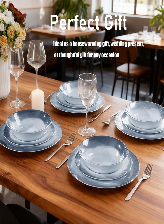 Lechoo Melamine Dinnerware Sets-12pcs Melamine Plates and Bowls Set for 4, Suitable for Indoor and Outdoor Use, Dark Blue - Image 5