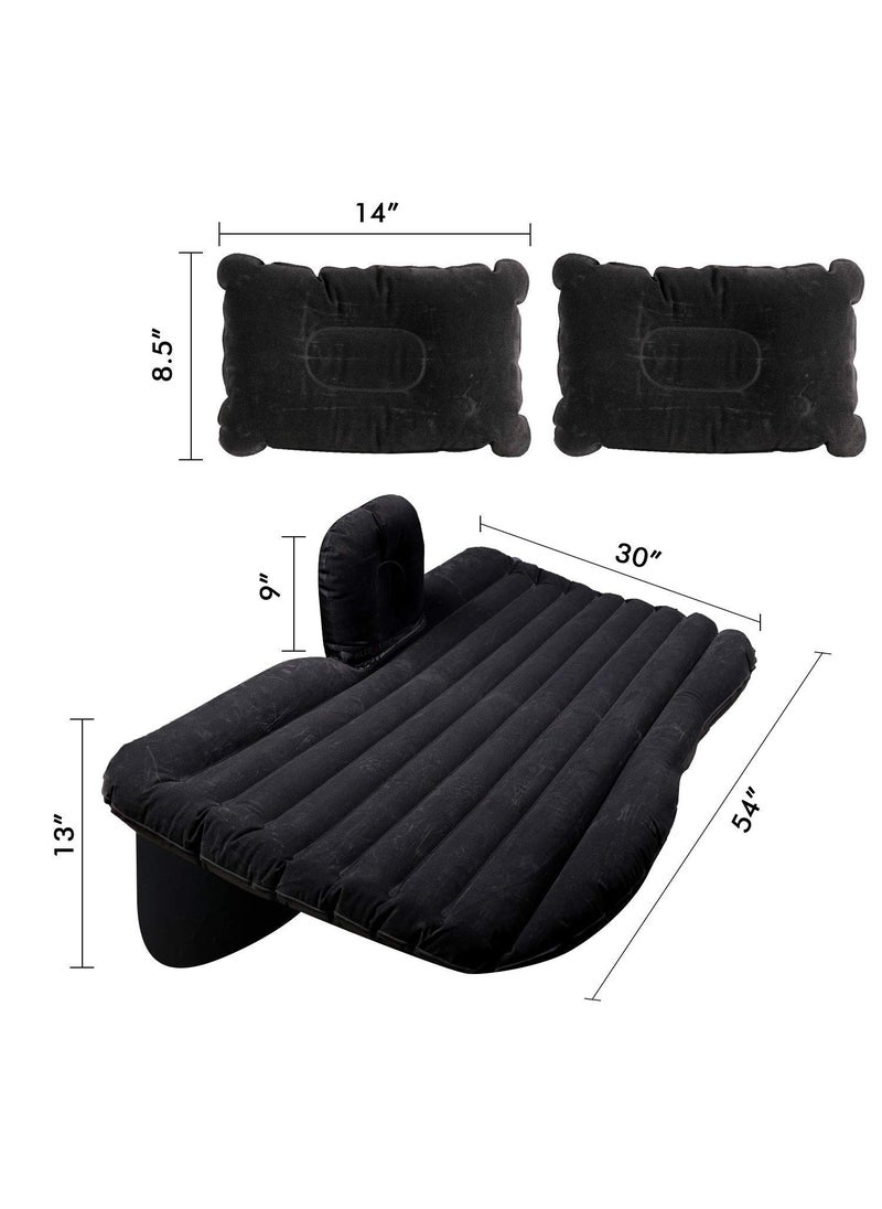 YURIKAR YURIKAR Fabric Inflatable Travel Car Bed Air Sofa with Two Inflatable Pillow for Car Back Seat Fits Most Car Models for Camping Travel Hiking Trip and Other Outdoor Activities Black  - Image 3