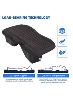 YURIKAR YURIKAR Fabric Inflatable Travel Car Bed Air Sofa with Two Inflatable Pillow for Car Back Seat Fits Most Car Models for Camping Travel Hiking Trip and Other Outdoor Activities Black  - Image 4