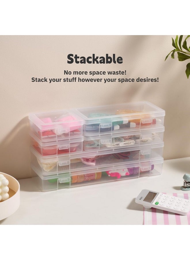 Novelinks novelinks Stackable Plastic Clear Storage Box Containers with Latching Lid - Art Craft Supply Organizer Storage Containers for Pencil Box, Lego, Crayon, Beads, Jewelry (18 Pack Small -Clear)  - Image 4