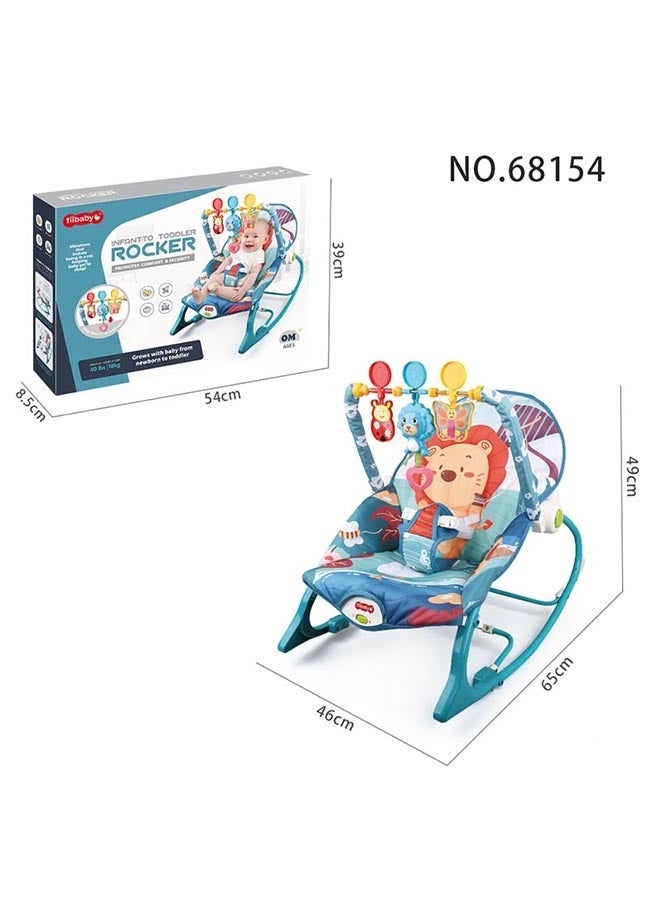 MaBaby Baby Bouncer Seat for Infants, Portable Baby Rocker with Vibration & Removable Toy Bar, Lion Pattern Infant Bouncy Chair with 3 Hanging Toys, Newborn Soothing Bouncer for 0-6 Months Baby - Image 2