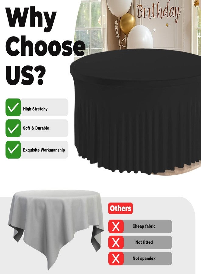 JCJ 2 Pack Round Tablecloth 72 inch, Black Spandex Fitted Table Skirt Cover for 6ft Circle Table Wedding Party Banquet Events - Image 5
