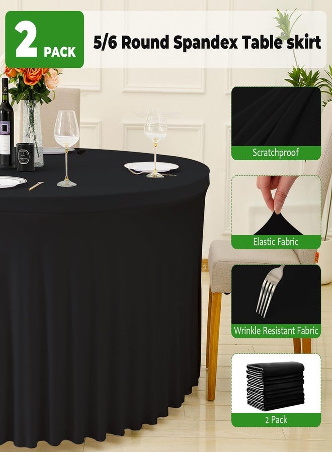 JCJ 2 Pack Round Tablecloth 72 inch, Black Spandex Fitted Table Skirt Cover for 6ft Circle Table Wedding Party Banquet Events - Image 3