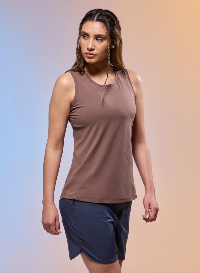 Technosport Women Solid Slim Fit Round Neck Tank - Image 2