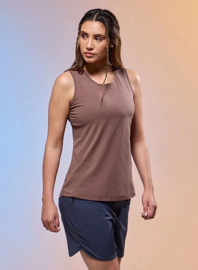 Technosport Technosport Women Solid Slim Fit Round Neck Tank