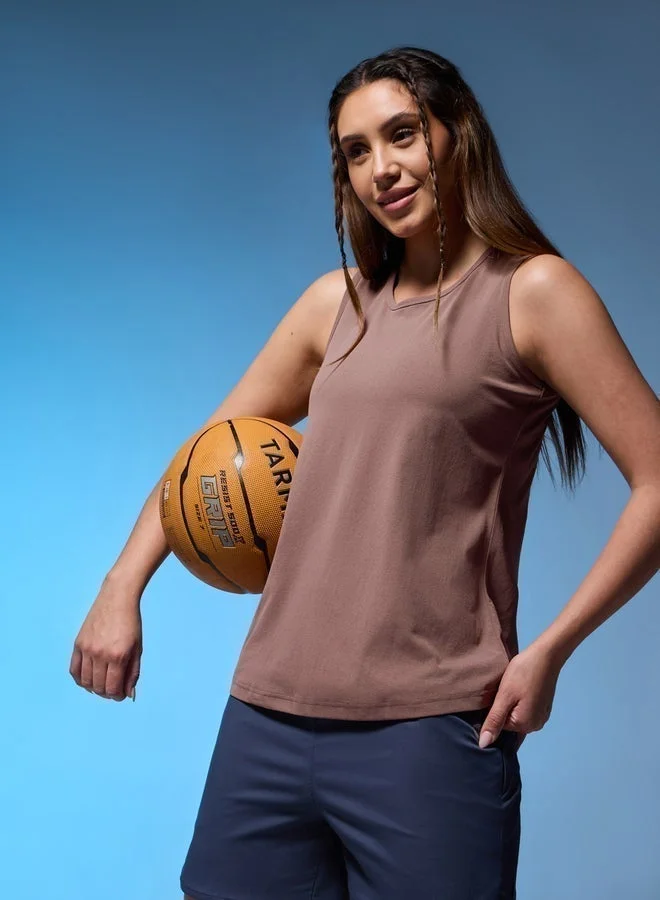 Technosport Technosport Women Solid Slim Fit Round Neck Tank