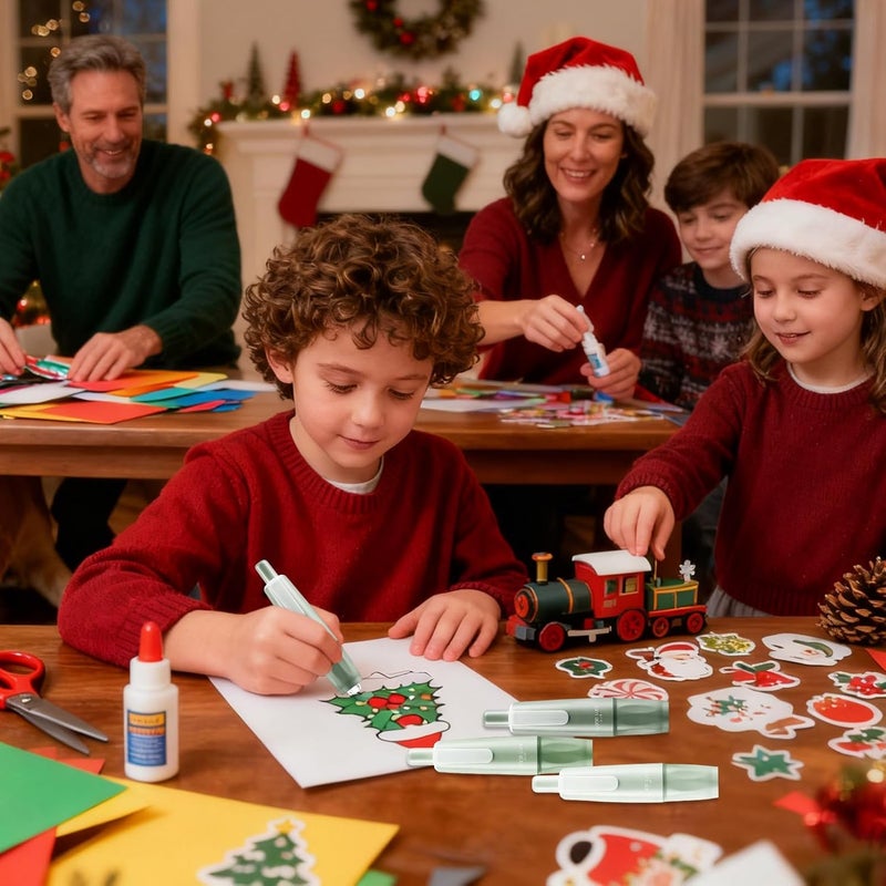 شريط أخضر مزدوج الجوانب قلم 5 قطع لاصق قوي محمول لصنع ألبوم القصاصات وبطاقات الورق - Image 4