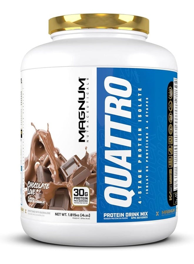 MAGNUM  QUATTRO 4-STAGE PROTEIN ISOLATE 4LB CHOCOLATE LOVE FLAVOR - Image 1