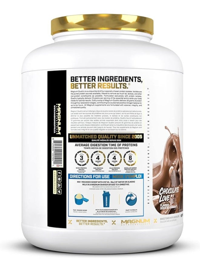 MAGNUM  QUATTRO 4-STAGE PROTEIN ISOLATE 4LB CHOCOLATE LOVE FLAVOR - Image 3