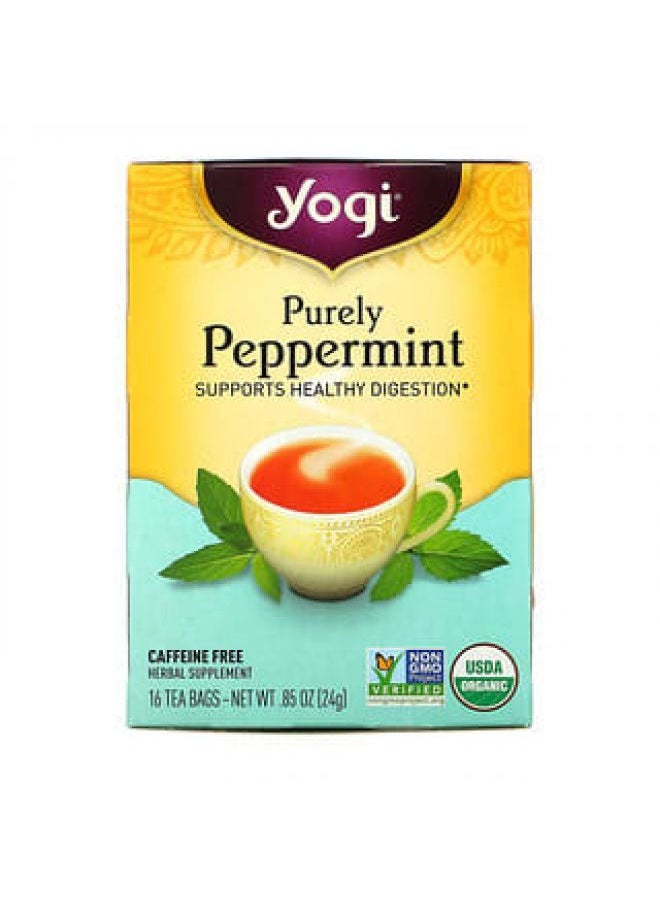 Yogi Tea - Yogi Tea, Purely Peppermint, Caffeine Free, 16 Tea Bags, .85 oz (24 g) - Image 1