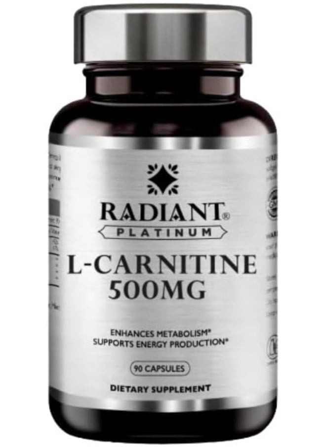 Radiant Platinum L-Carnitine 500Mg Enhances Metabolism Supports Energy Production Weight Management 90 Capsules 