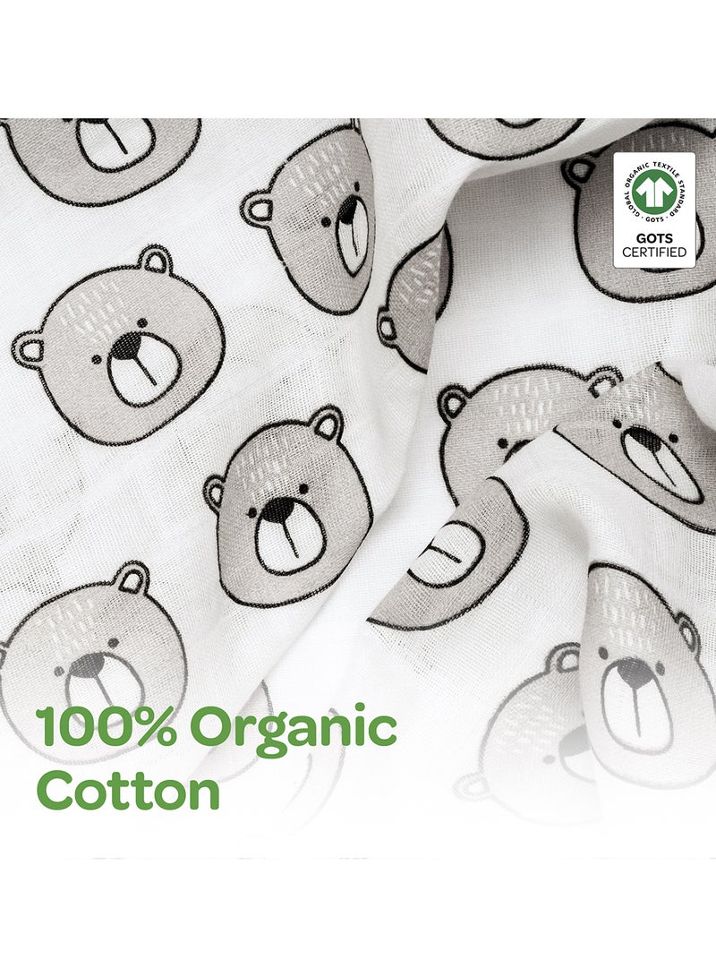 Moon Organic Baby 3 In 1 Gift Set Romper Body Suit Jogger For 3-6 Months - Bear Print - Image 4