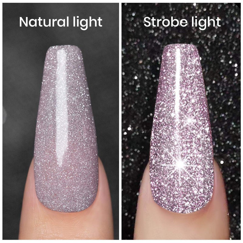 RARJSM Diamond Gel Nail Polish,Reflective Glitter Gelpolish, Sparkly Shiny Gel Nail Art Varnish Manicure,U V L E D Curing Required Nailgel for Beginners DIY at Home RAR80 - Image 2