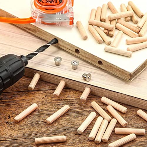 BLOOMAX 6mm x 40mm Wooden Dowel Pins | Pack of 500 Kiln-Dried Hardwood Straight Grooved Wood Pegs | Beveled Ends for Easy Insertion | Furniture Connector and Joinery Accessories - Image 3