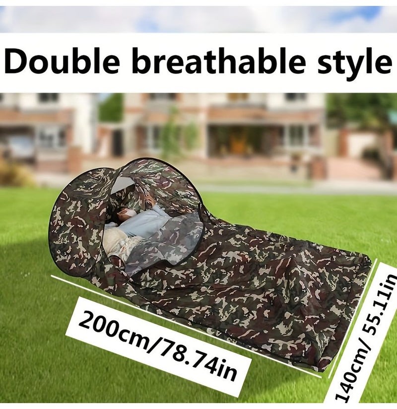 Double And Single Size Portable Sleeping Bag Cover 70x200cm 140x200cm Breathable For Outdoor Cycling Camping Travel Hotels Business Trips Trumpets Style - Image 4