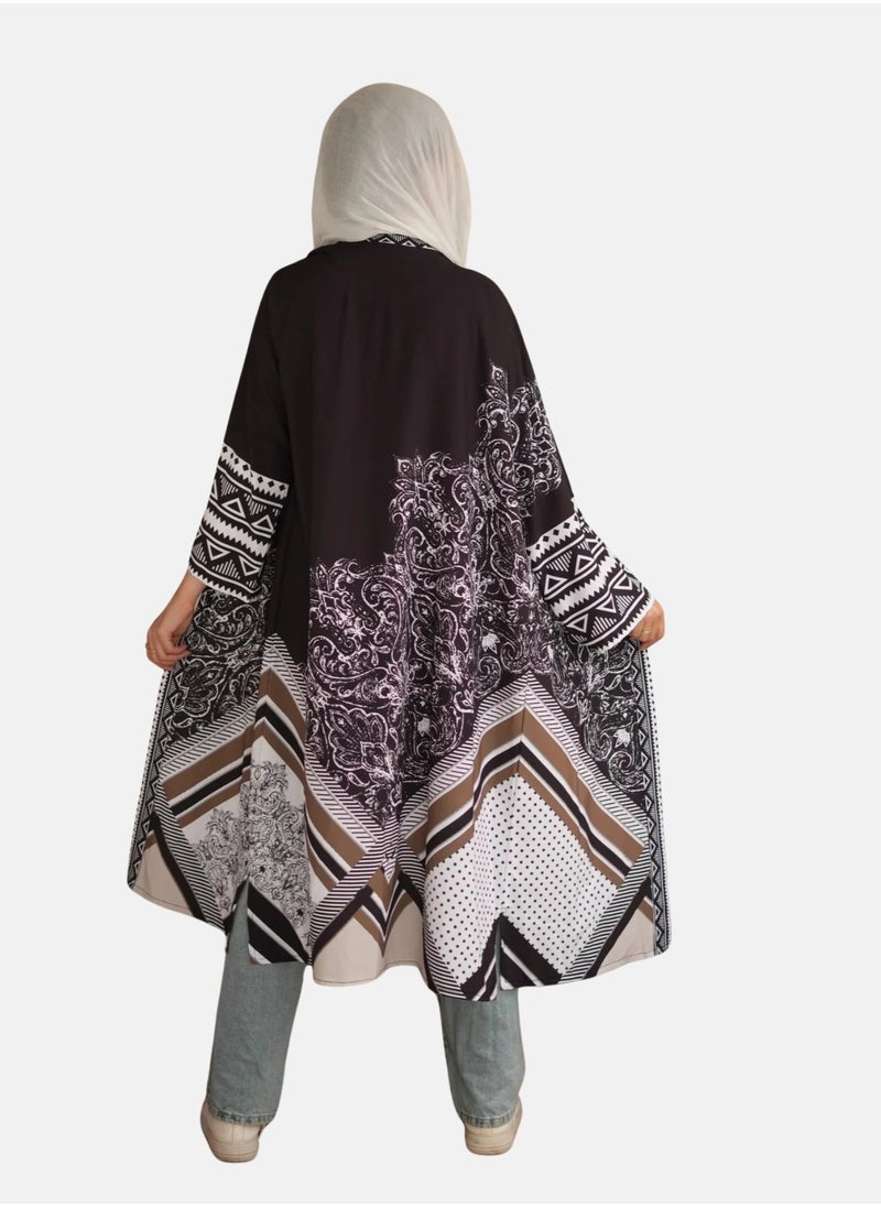 ماركة غير محددة كارديغان مفتوح بأكمام طويلة – خفيف وأنيق بطول 125 سم  - Image 4