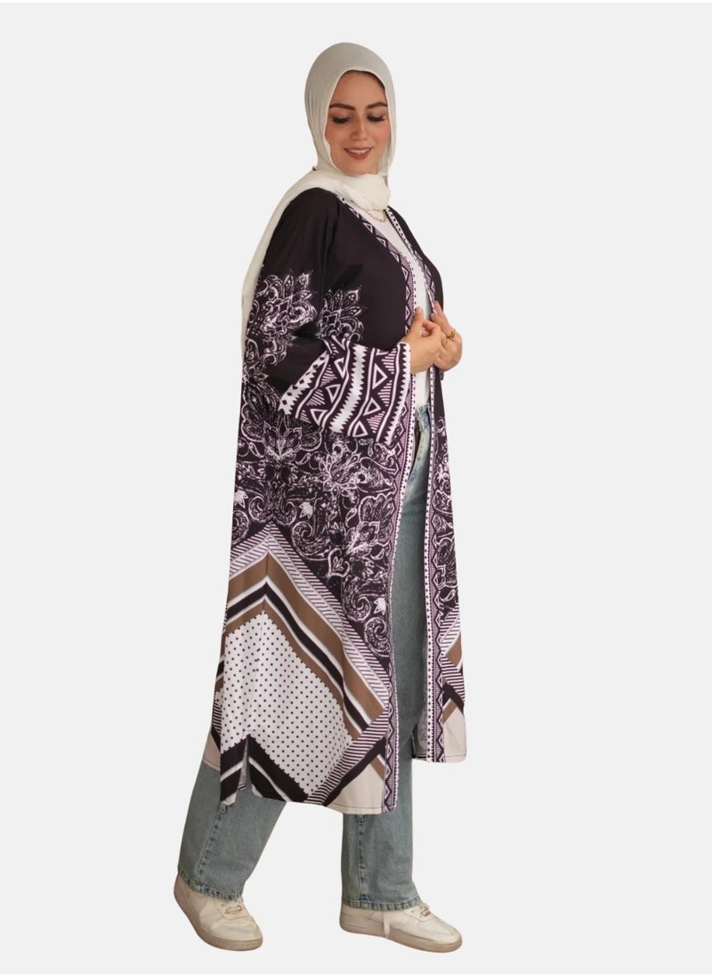 ماركة غير محددة كارديغان مفتوح بأكمام طويلة – خفيف وأنيق بطول 125 سم  - Image 3