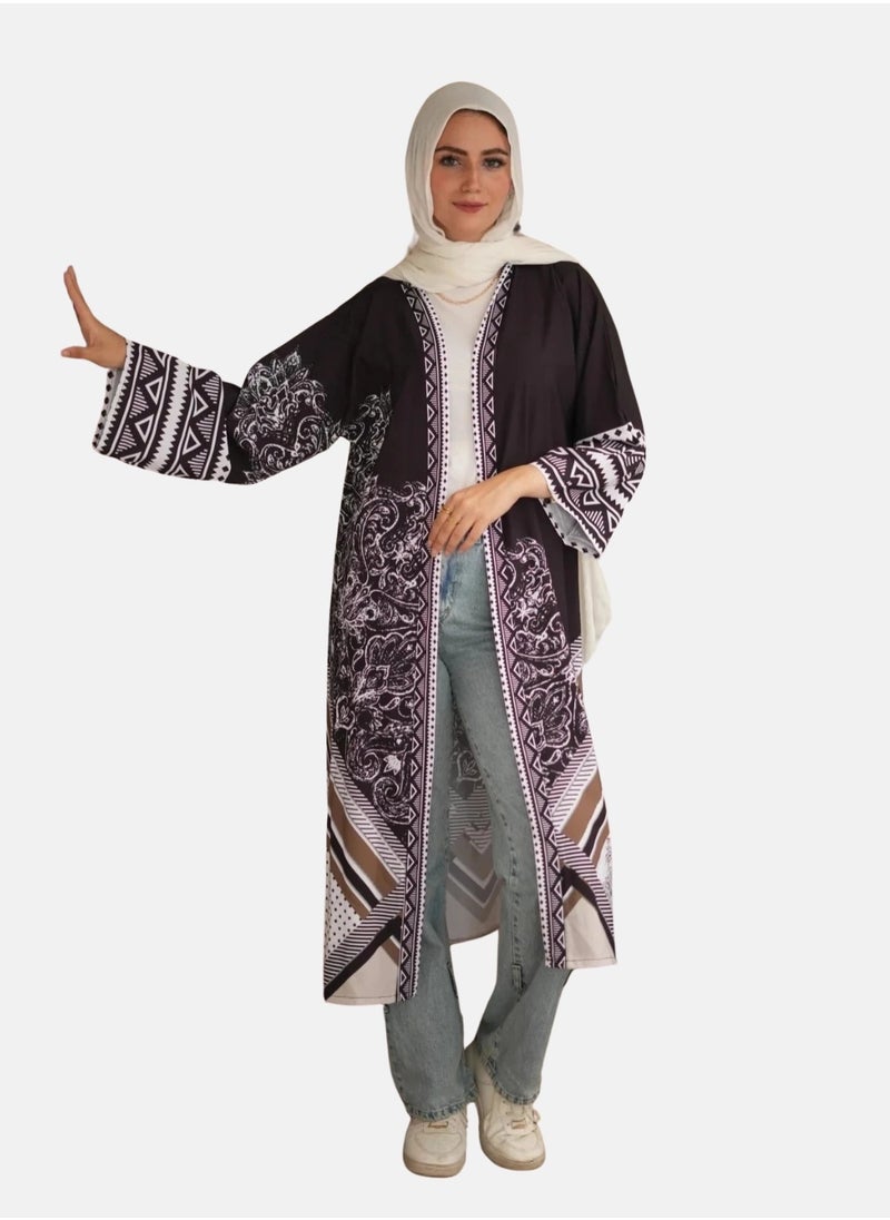 ماركة غير محددة كارديغان مفتوح بأكمام طويلة – خفيف وأنيق بطول 125 سم  - Image 1
