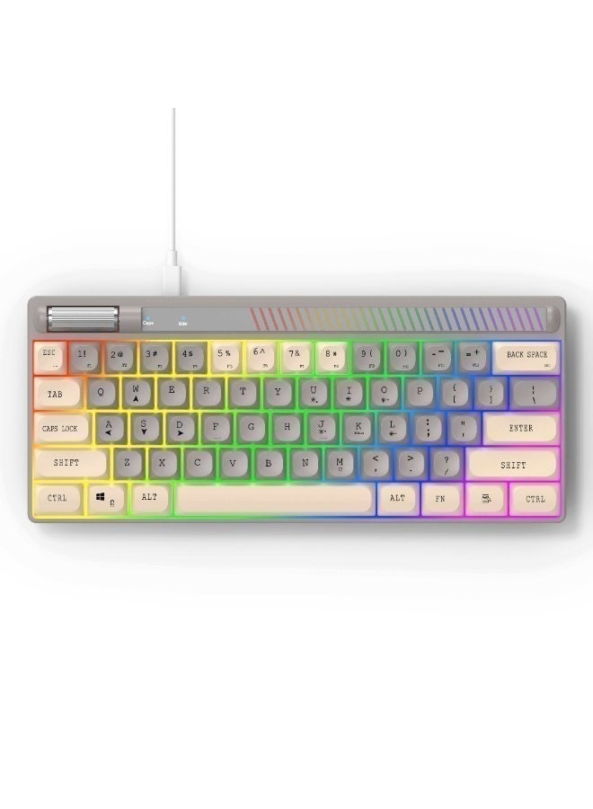 لوحة مفاتيح ألعاب 65% مع إضاءة خلفية RGB، مضادة للظلال، لوحة مفاتيح غشائية للألعاب مدمجة مكونة من 61 مفتاحًا مع مقبض للتحكم في مستوى الصوت، لوحة مفاتيح سلكية لأجهزة الكمبيوتر المحمولة التي تعمل بنظام Windows Gamer - Image 1