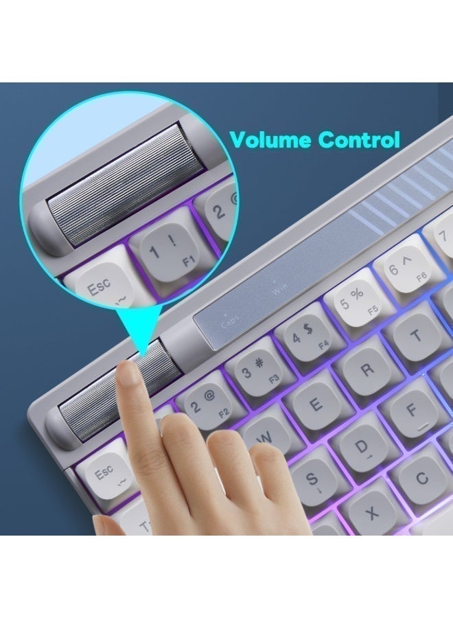 لوحة مفاتيح ألعاب 65% مع إضاءة خلفية RGB، مضادة للظلال، لوحة مفاتيح غشائية للألعاب مدمجة مكونة من 61 مفتاحًا مع مقبض للتحكم في مستوى الصوت، لوحة مفاتيح سلكية لأجهزة الكمبيوتر المحمولة التي تعمل بنظام Windows Gamer - Image 4