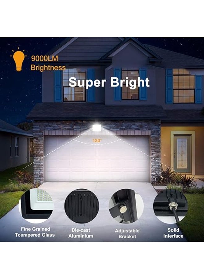 ESNCO 300 واط ضوء فلاش LED - إضاءة أمان خارجية فائقة السطوع، مقاومة للماء IP66، 6500 كلفن أبيض بارد، زاوية شعاع واسعة لحديقة، حديقة، ملعب، موقف سيارات، مستودع - Image 4