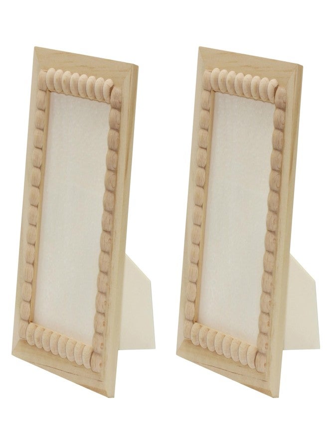 Creative Hobbies Unfinished Wooden Beaded Picture Frame | Paint or Decorate - Fits 4″ × 6″ Photos, Boho Farmhouse Display for Tabletop or Wall | 2 Pack - Image 1