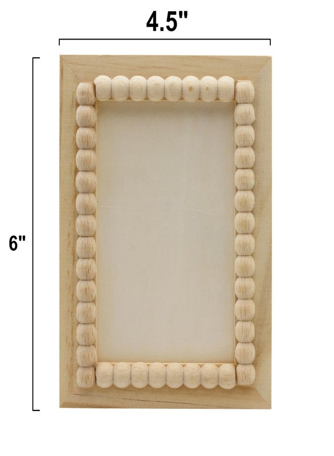 Creative Hobbies Unfinished Wooden Beaded Picture Frame | Paint or Decorate - Fits 4″ × 6″ Photos, Boho Farmhouse Display for Tabletop or Wall | 2 Pack - Image 2