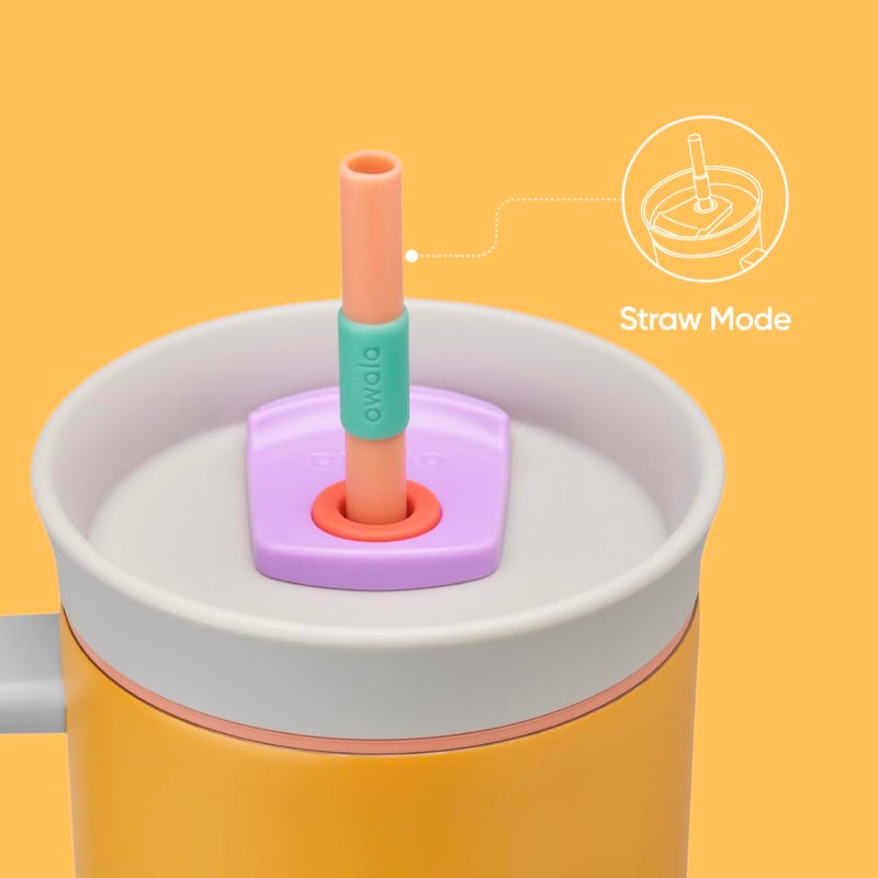 Owala Owala Stainless Steel Triple Layer Insulated Travel Tumbler with Spill Resistant Lid  Straw  and Carry Handle  BPA Free  40 oz  Orange (Tropical)  - Image 4
