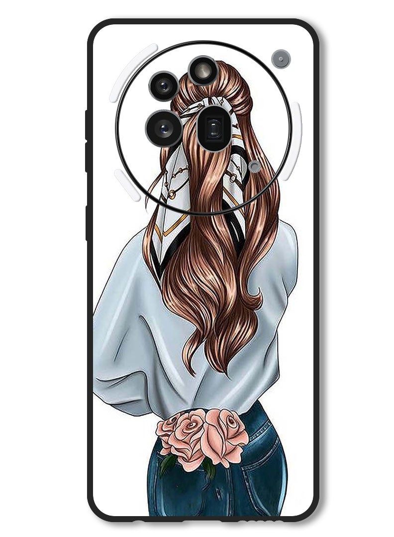 Theodor Case Compatible with Nothing Phone 3a Pro Protection Shockproof Bumper Cover Pink Rose Girl - Image 1