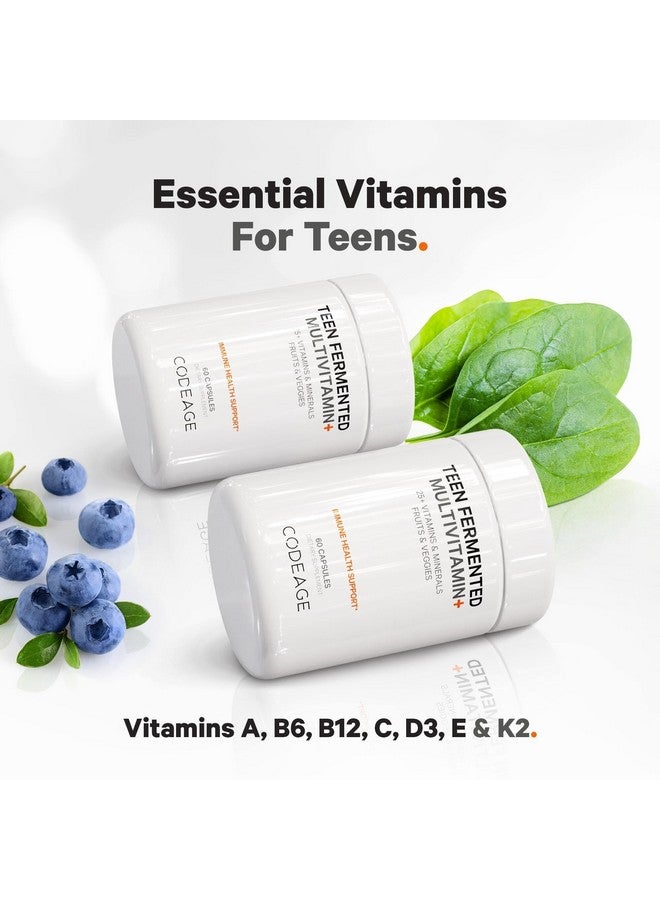 Codeage Teen Multivitamin Supplement - Daily Vitamins and Minerals for Teen Boys and Girls - Organic Whole Food Formula with Omega-3 and Vitamins A to K - 60 Capsules - Image 4