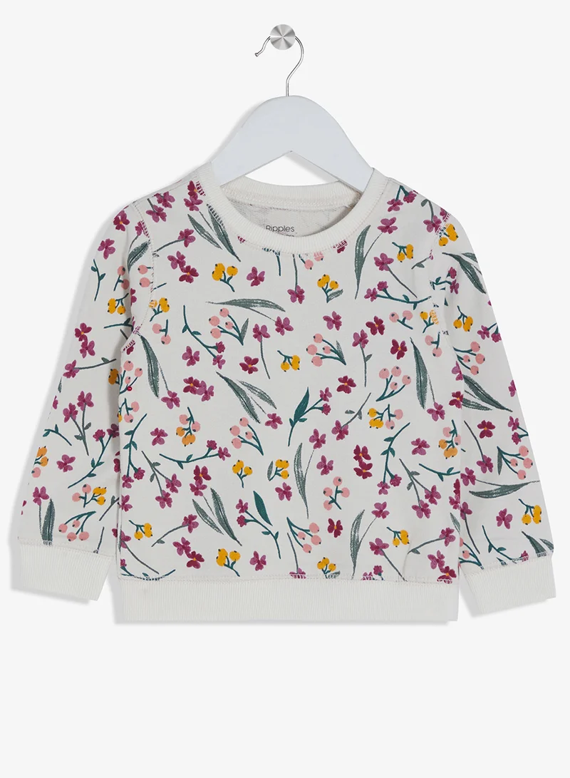 ريبلز مع نمشي طقم بناتي قطعتين سويت شيرت وبنطلون رياضي