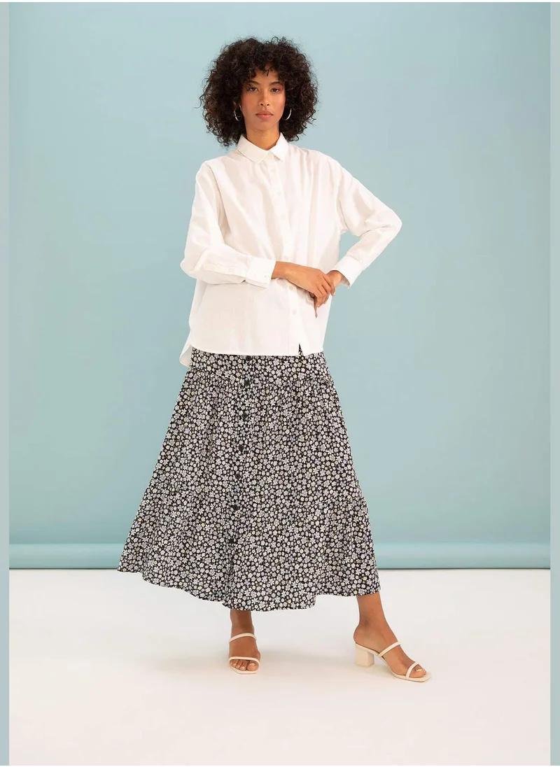 DeFacto Regular Fit Animal Print Maxi Skirt