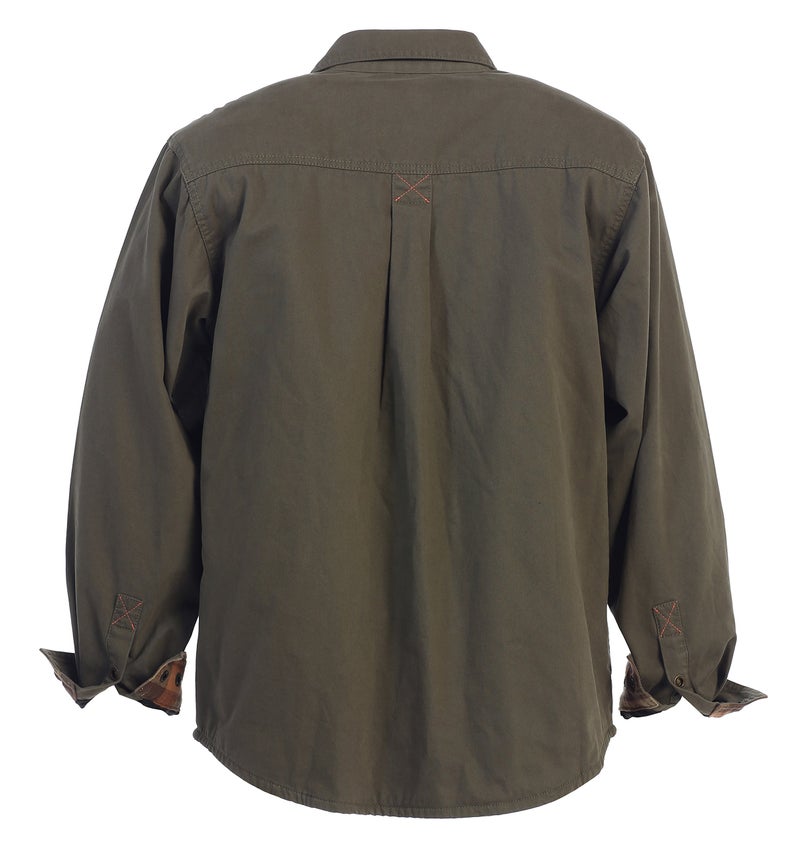 Gioberti Men's 100% Cotton Brushed and Soft Twill Shirt Jacket with Flannel Lining, Olive, 2XL - Image 5