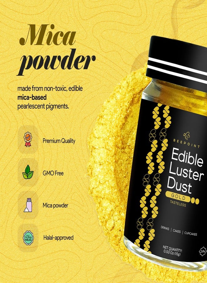 BeePoint Gold Edible Luster Dust 15g - Food Grade, Vibrant Color Shimmer Powdered Dust for Drinks, Cocktails, Cake Decorating, Baking, Chocolates, Candy, Sweets, & Cookies - Vegan & Gluten Free - Image 5
