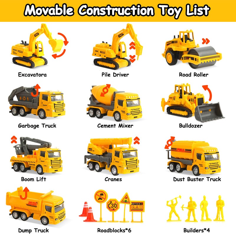 iGRATENS Construction Toys with Sound Books - Dig It! Dump It! Build It! Construction Board Book with 10 Buttons & 20 PCS Toys for 3+ Year Old, Great for Little Alloy Truck Lovers Kids - Image 4