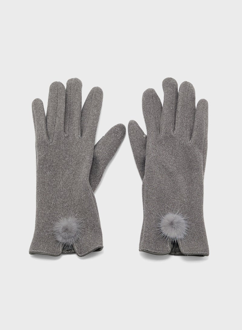 Ginger Pom Pom Detail Winter Glove - Image 1