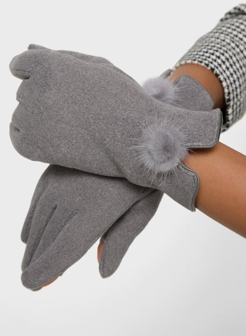 Ginger Pom Pom Detail Winter Glove - Image 5
