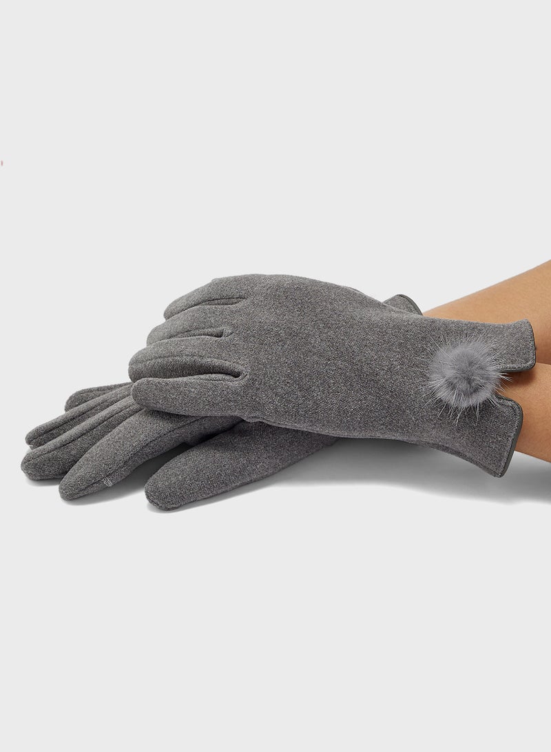 Ginger Pom Pom Detail Winter Glove - Image 4