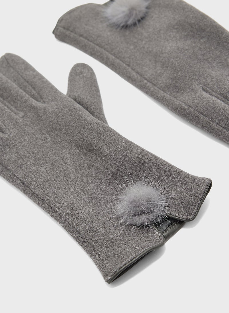 Ginger Pom Pom Detail Winter Glove - Image 3