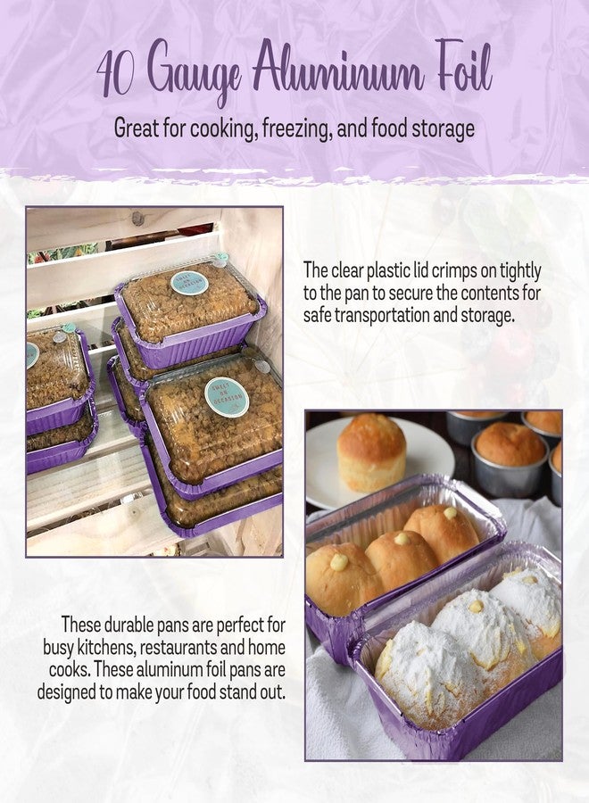 KitchenDance.com KitchenDance 1.5 lb. Colored Foil Takeout Containers With Lids - Heavy Gauge Aluminum Containers - Casserole Dish Disposable Pans for Cooking, Freezing, Food Prep, Storage - 7650 (Purple, 50) - Image 5