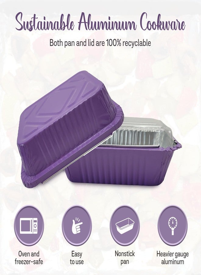 KitchenDance.com KitchenDance 1.5 lb. Colored Foil Takeout Containers With Lids - Heavy Gauge Aluminum Containers - Casserole Dish Disposable Pans for Cooking, Freezing, Food Prep, Storage - 7650 (Purple, 50) - Image 4